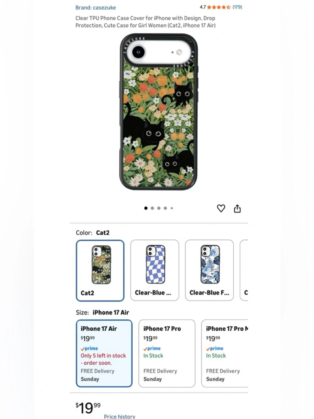 Black Cat Floral iPhone 17 Air Case - Green & Black